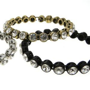 Chicos Bracelet Black or Silver Plate and Clear Crystal NWT